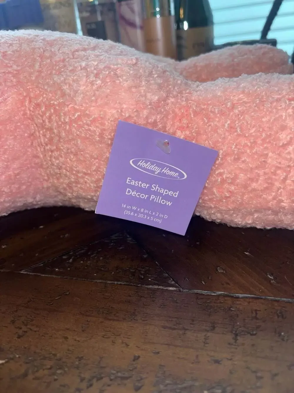 Holiday Home Pink Sherpa Bunny Easter Shaped Décor Pillow 14x8x2